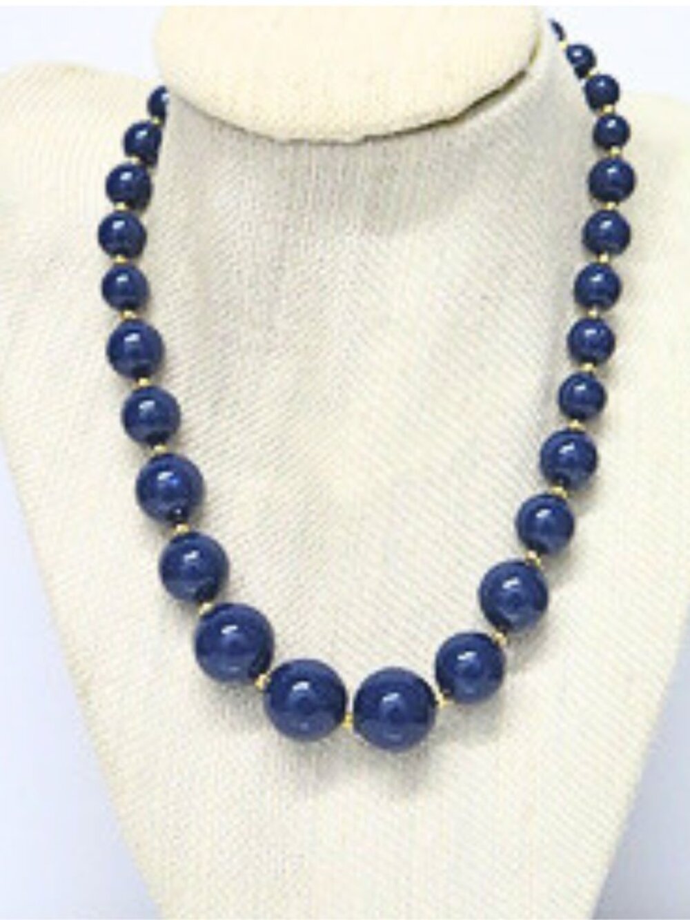 Vintage Royal Blue Graduated Bead Necklace - Picture 3 of 4